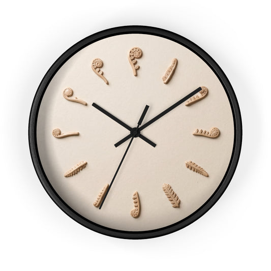 Clay Fern Motif Wall Clock | Minimal Botanical Timepiece