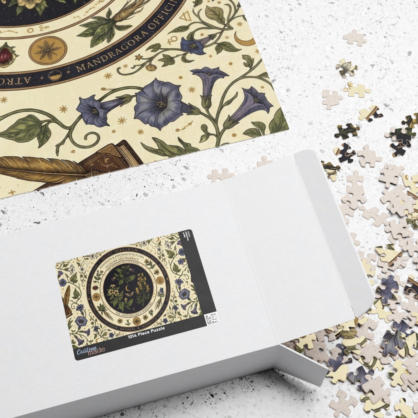 Herbal Apothecary Mandala Puzzle 110, 252, 520, or 1014 Pieces | Botanical Illustration Jigsaw