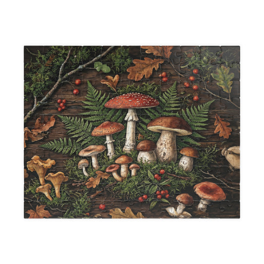 Woodland Mushroom Illustration Puzzle | 110, 252, 520, or 1014 Jigsaw Puzzle