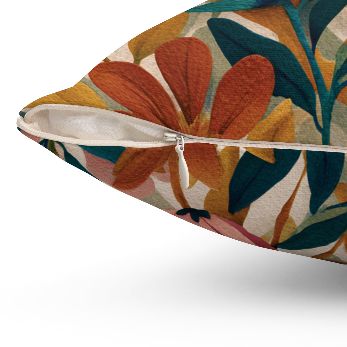 Autumn Floral Pattern Pillow | Botanical Throw Pillow, Colorful Leaves