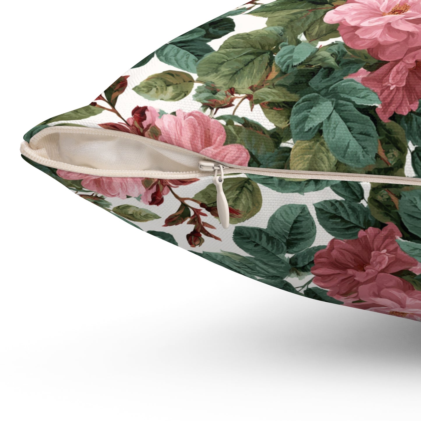 Vintage Pink Rose Floral Print Pillow | Square Pillow