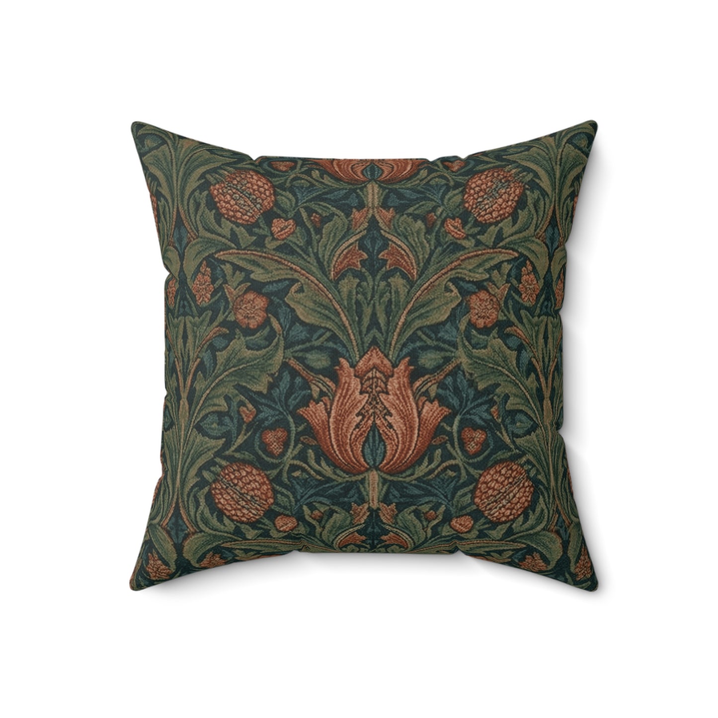William Morris Style Floral Pattern Pillow | Botanical Throw Pillow