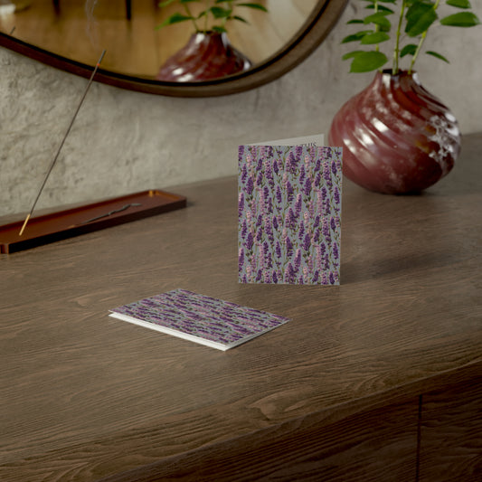 Lavender Pattern Customizable Greeting Cards | Floral Note Cards, Multipack 1, 10, 30, 50