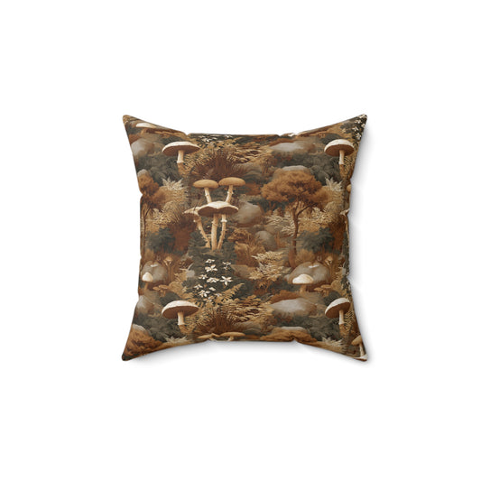 Vintage Mushroom Forest Pillow | Autumn Foliage Decorative Pillow