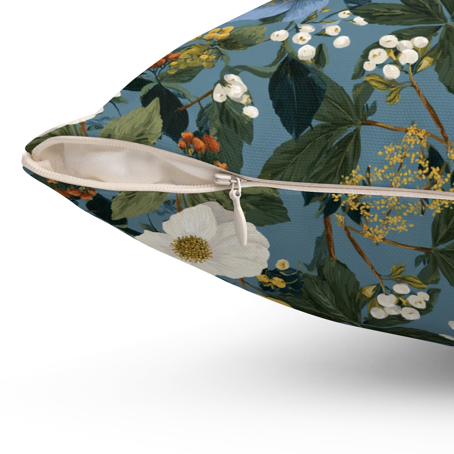 Blue Floral Pattern Pillow | Vintage Botanical Throw Pillow