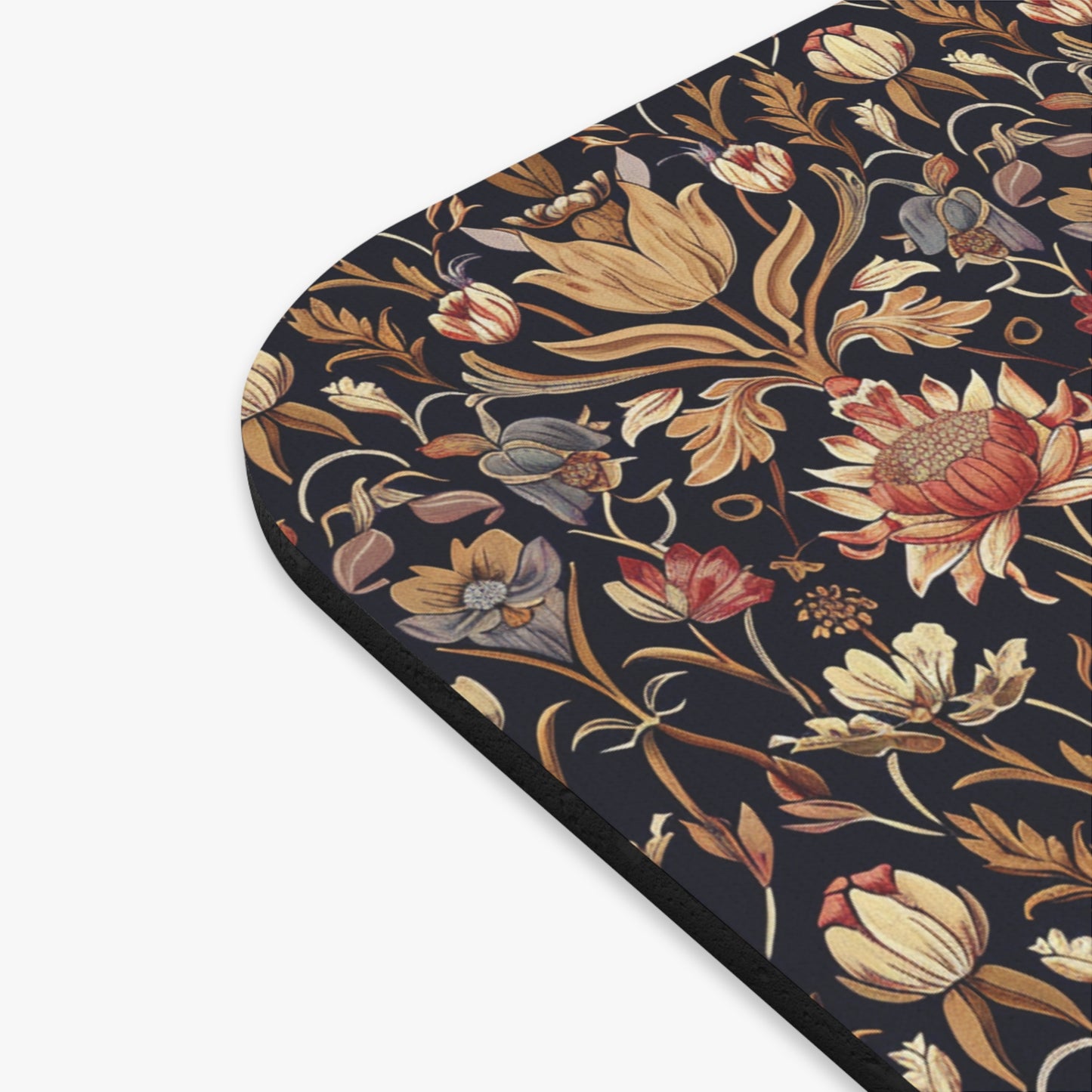 Vintage William Morris Style Floral Mouse Pad | Dark Botanical Pattern