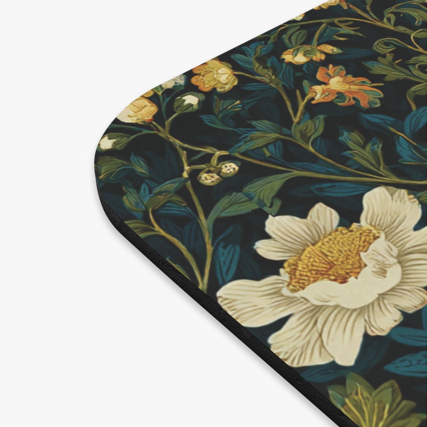 Victorian William Morris Style Floral Mouse Pad | Botanical Dark Garden Desk Mat