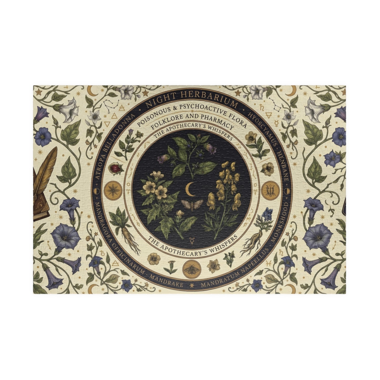 Herbal Apothecary Mandala Puzzle 110, 252, 520, or 1014 Pieces | Botanical Illustration Jigsaw
