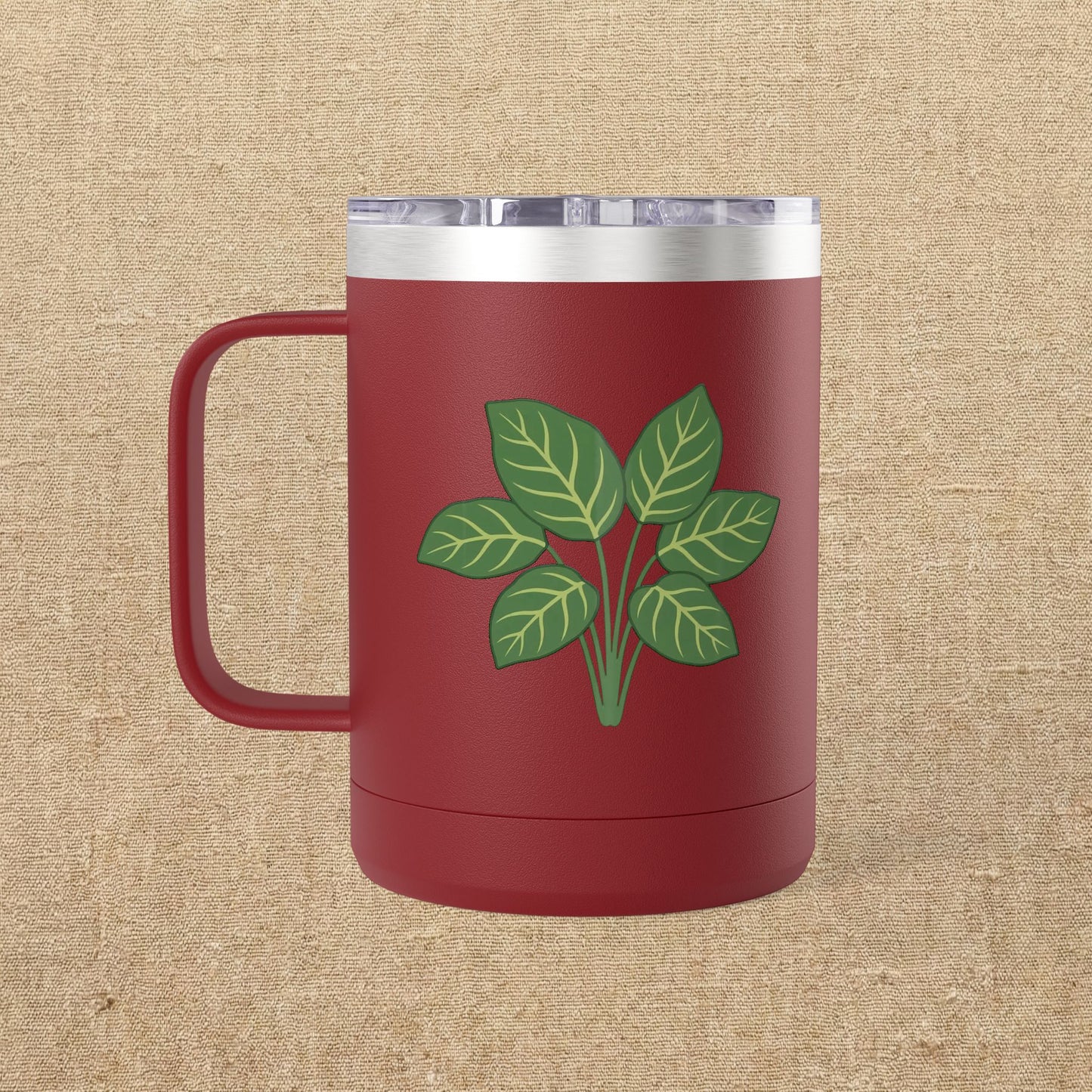 Green Leaves Plant Illustration Tumbler | 15oz Stainless Mug