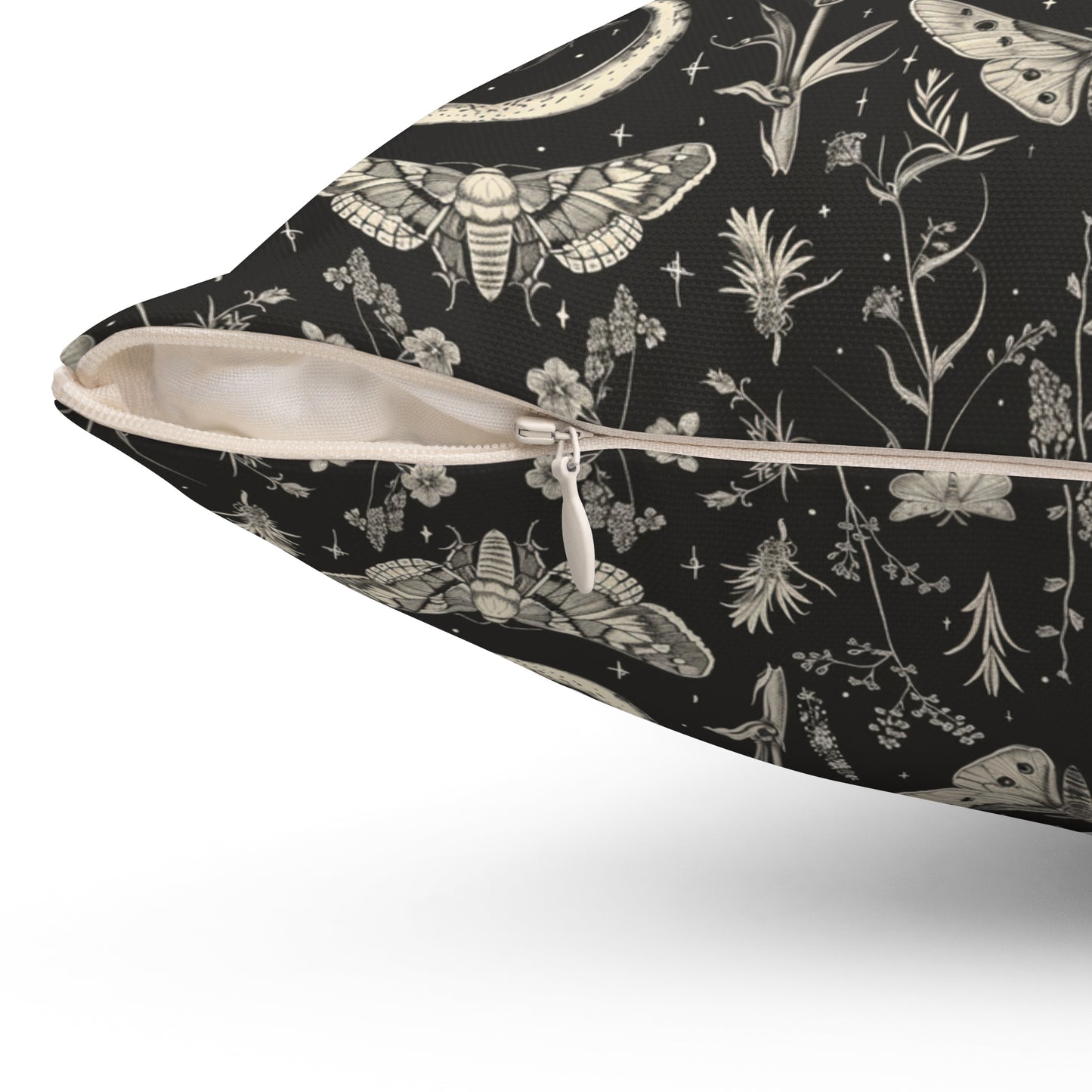 Vintage Moth and Moon Pillow | Botanical Moth Pattern
