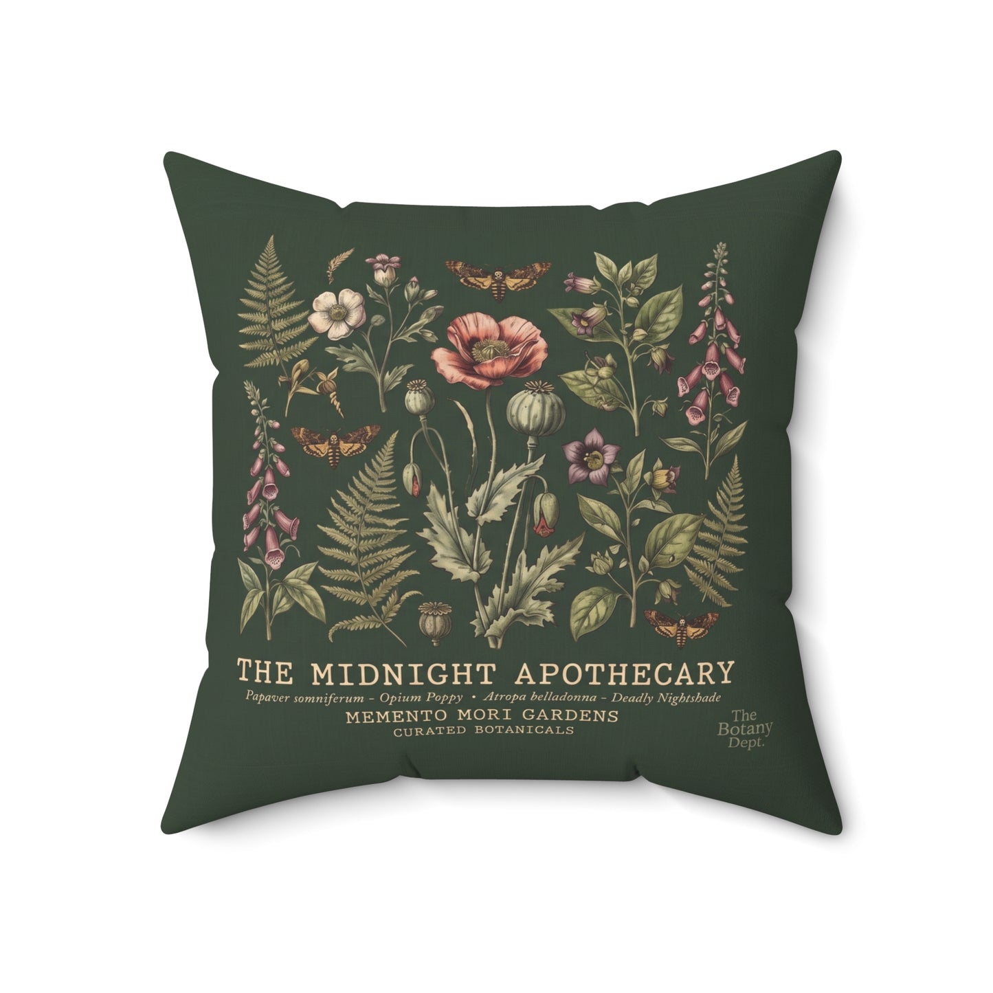 Midnight Apothecary Floral Print Pillow | Botanical Square Pillow