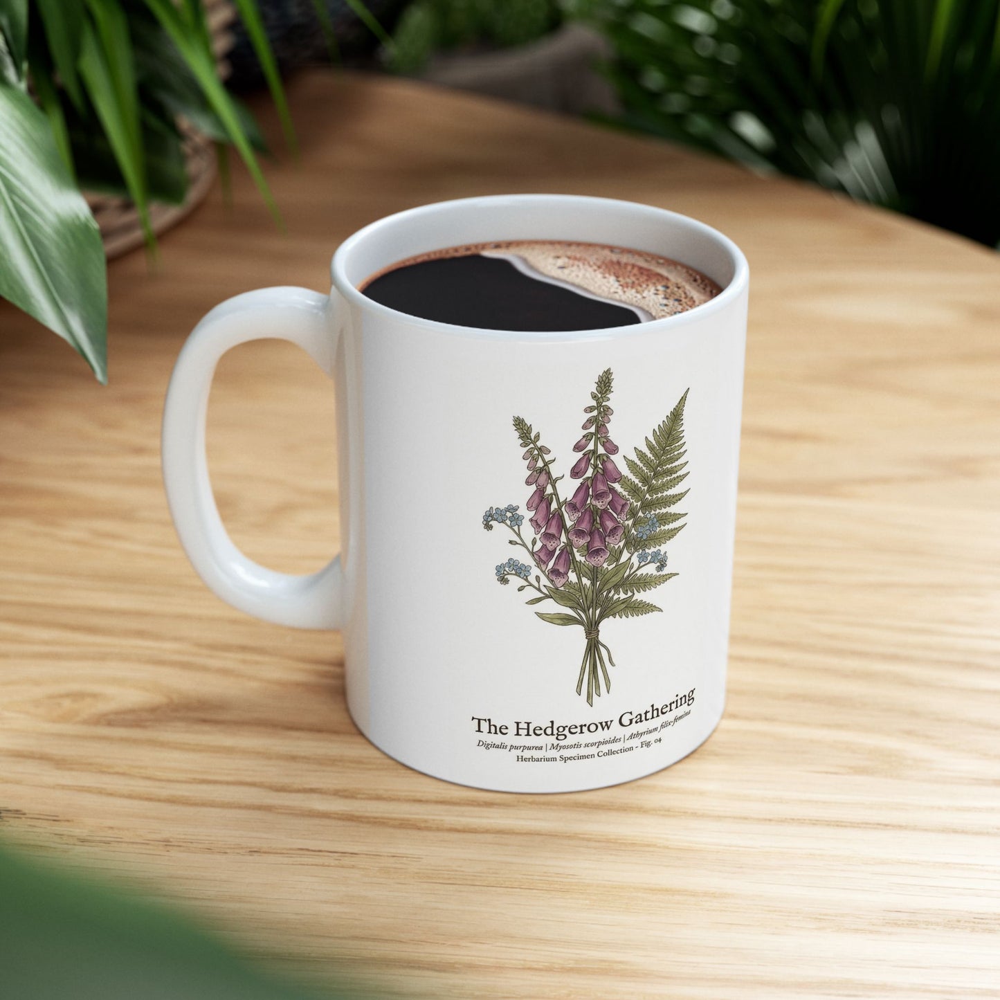 Foxglove Botanical Illustration Mug | Vintage Wildflower Ceramic Mug