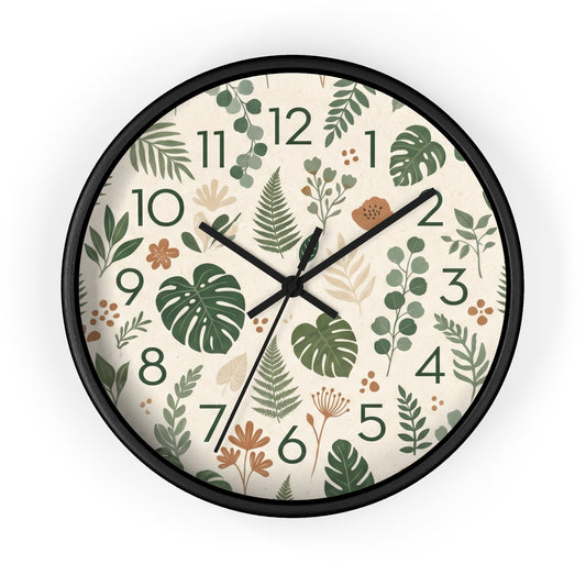 Vintage Botanical Wall Clock | Cottagecore Wildflower Home Decor | Plant Lover Gift | Silent Wooden Clock For Kitchen Living Room Study