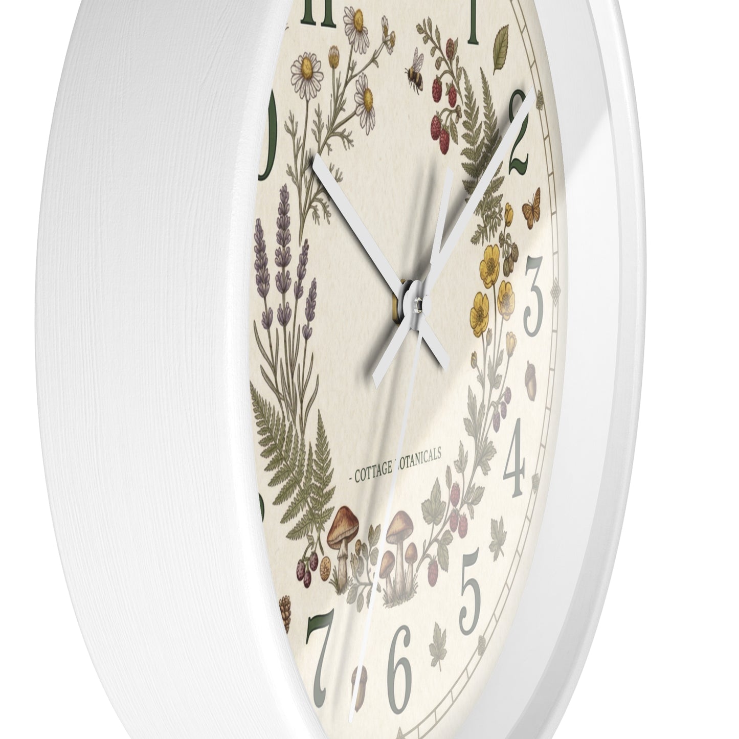 Botanical Wreath Wall Clock | Cottage Floral Timepiece