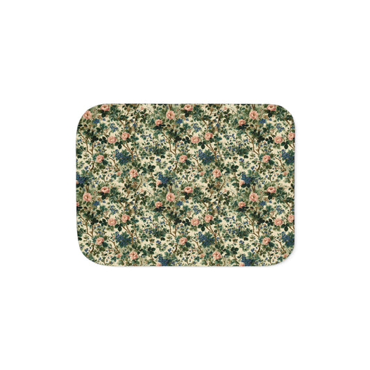 Vintage Floral Pattern Sherpa Blanket | Cottagecore Rose Garden Throw