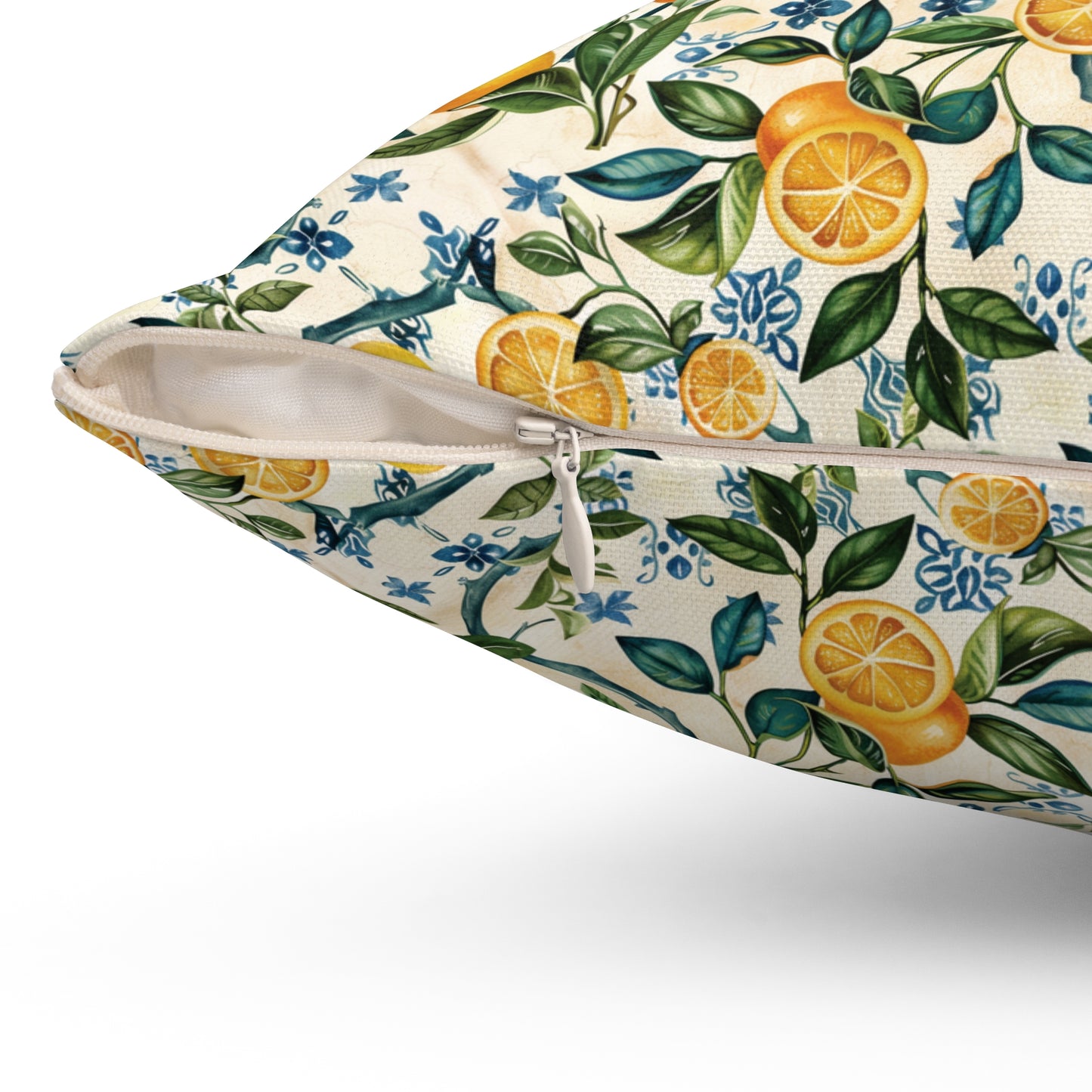Lemon Branches Pillow | Citrus Floral Square Pillow, Botanical Home Decor