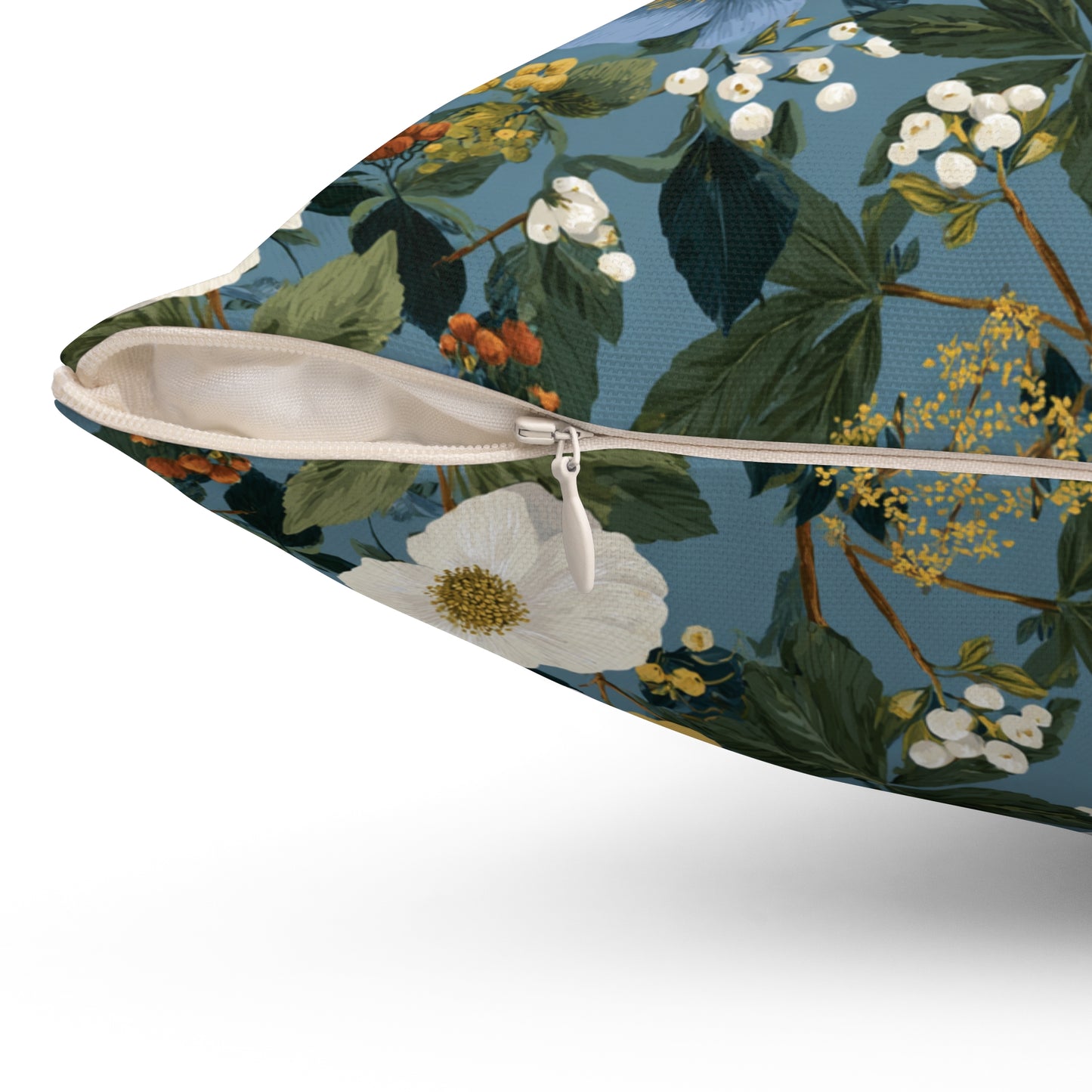 Blue Floral Pattern Pillow | Vintage Botanical Throw Pillow