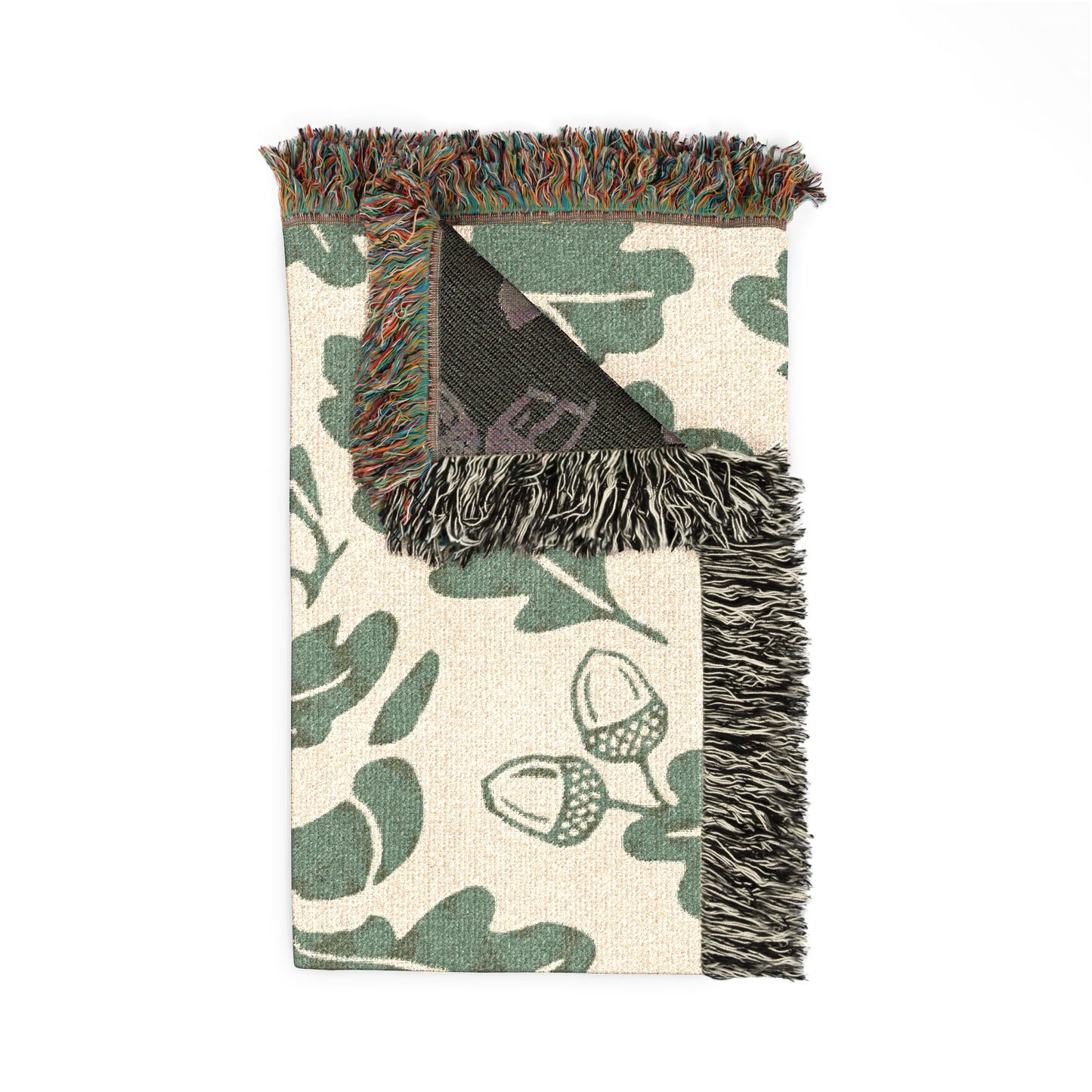 Oak Leaf Acorn Pattern Woven Blanket | Botanical Throw, Autumn Decor