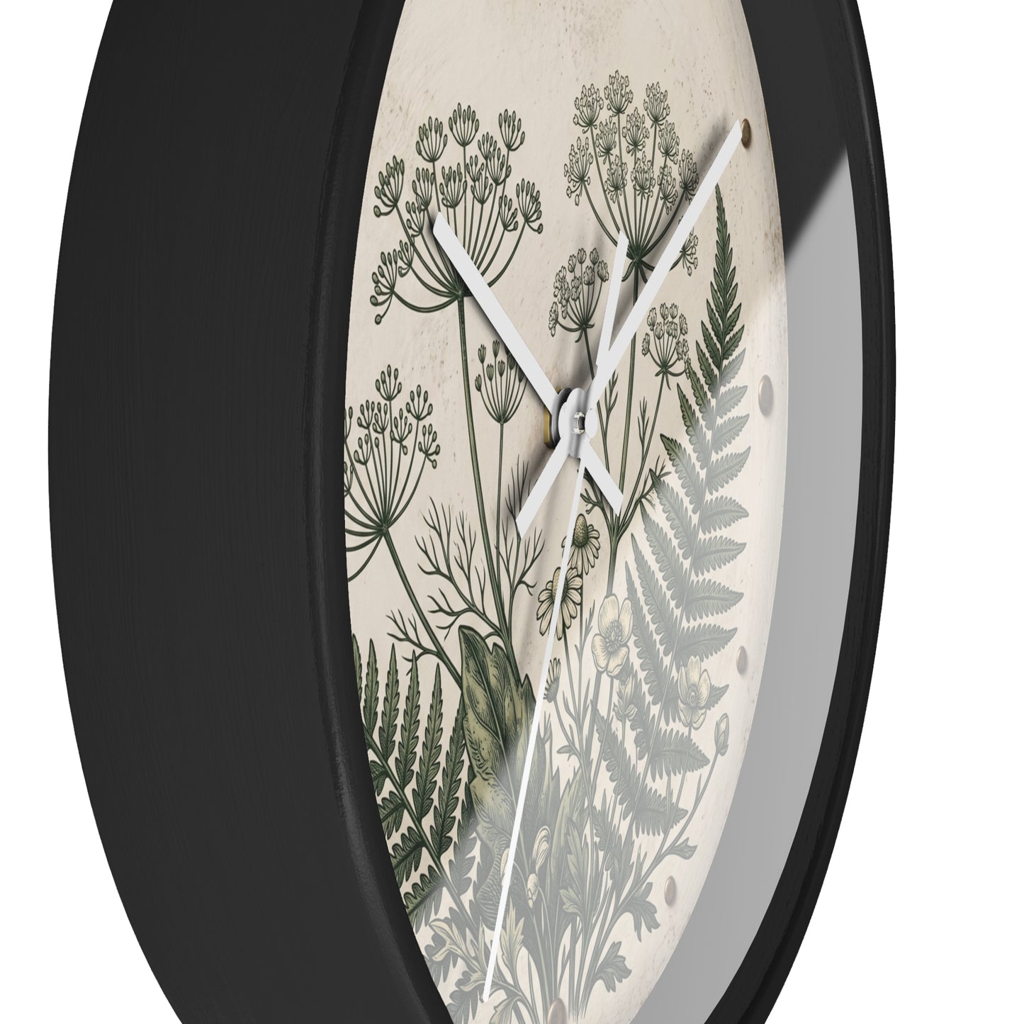 Vintage Botanical Fern Art Wall Clock | Herb Illustration Clock