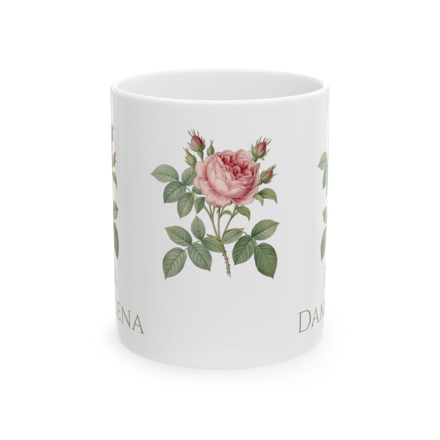 Customized Vintage Pink Rose Botanical Mug | Ceramic Mug
