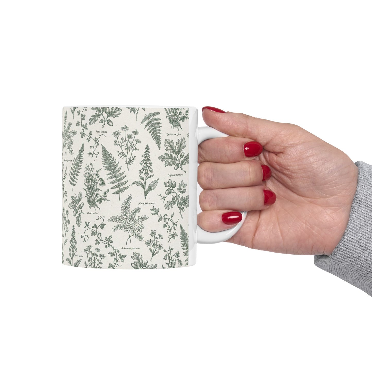 Vintage Botanical Ferns Mug | Green Floral Ceramic Mug