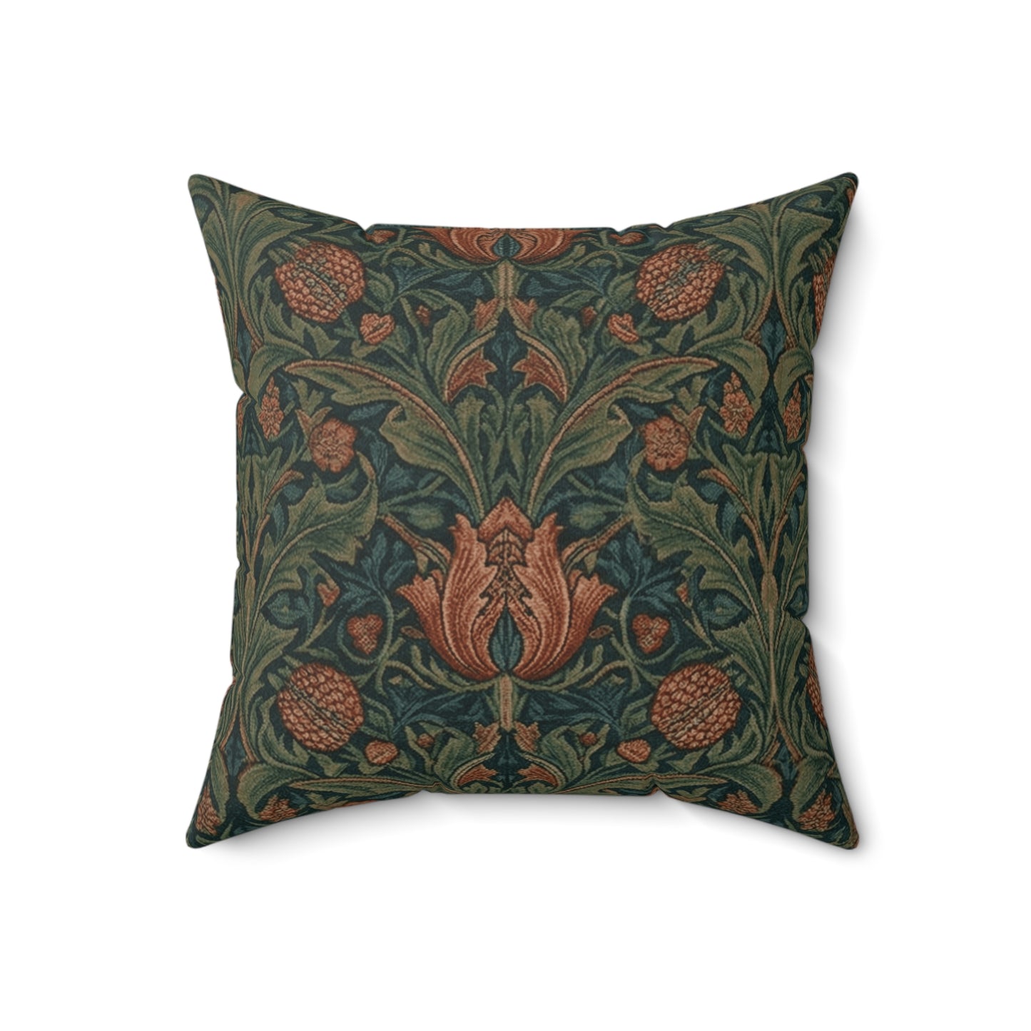 William Morris Style Floral Pattern Pillow | Botanical Throw Pillow