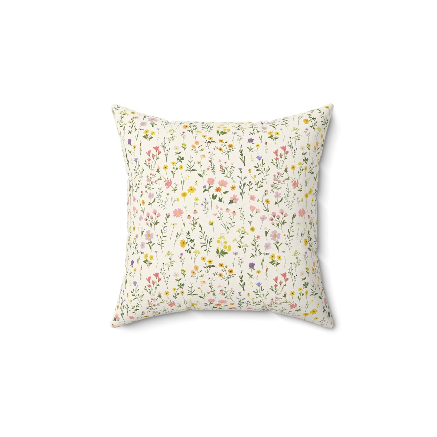 Wildflower Meadow Pillow | Botanical Floral Pattern Square Pillow