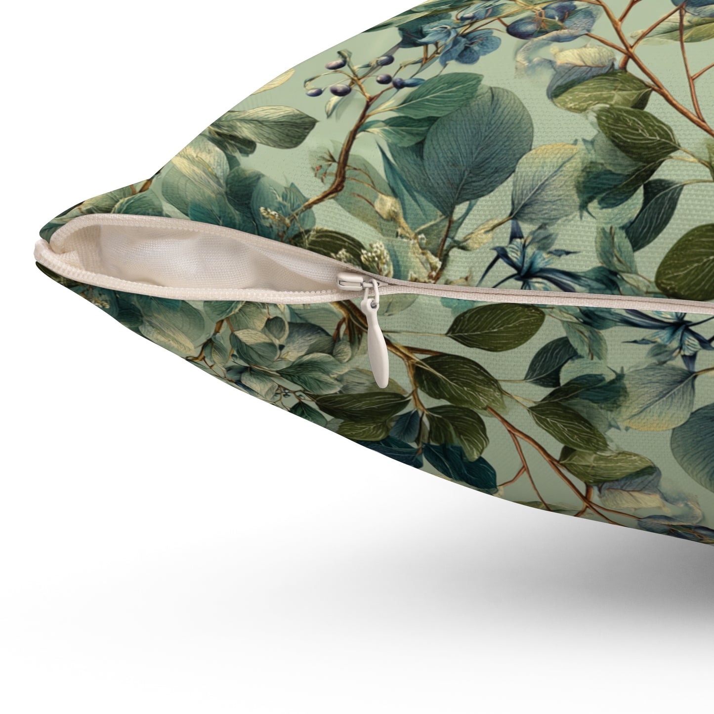 Vintage Botanical Leaves Pillow | Green Floral Throw Pillow