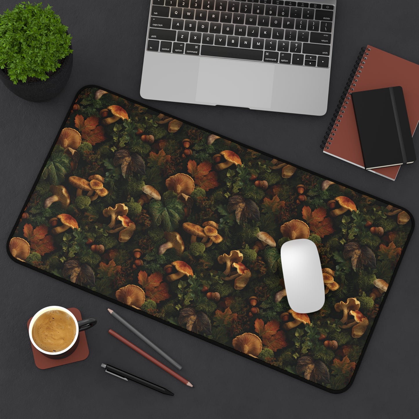 Autumn Mushroom Pattern Desk Mat | Forest Fungi Mousepad