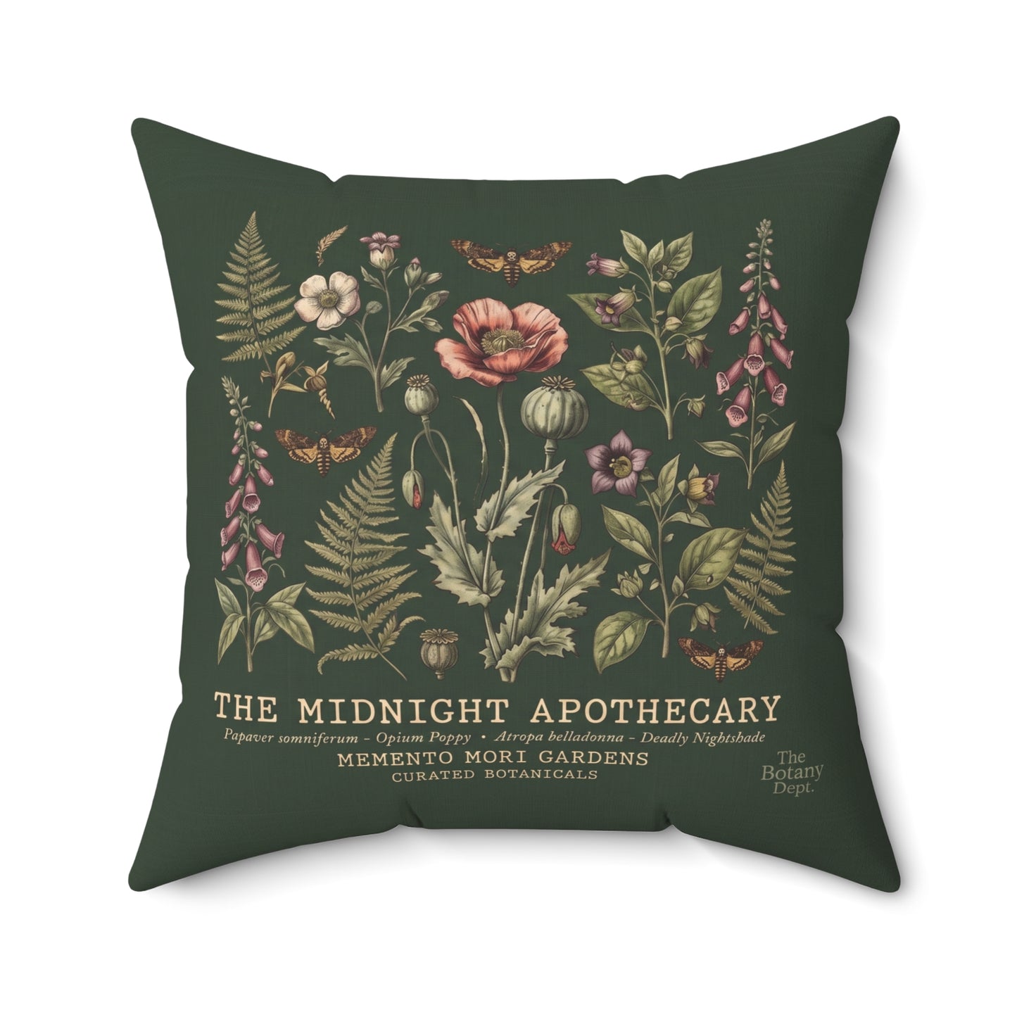 Midnight Apothecary Floral Print Pillow | Botanical Square Pillow