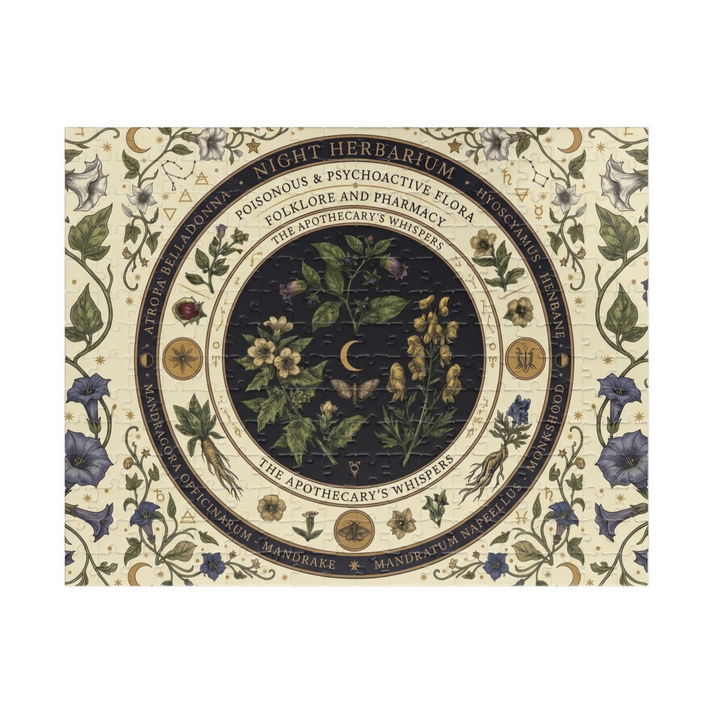 Herbal Apothecary Mandala Puzzle 110, 252, 520, or 1014 Pieces | Botanical Illustration Jigsaw