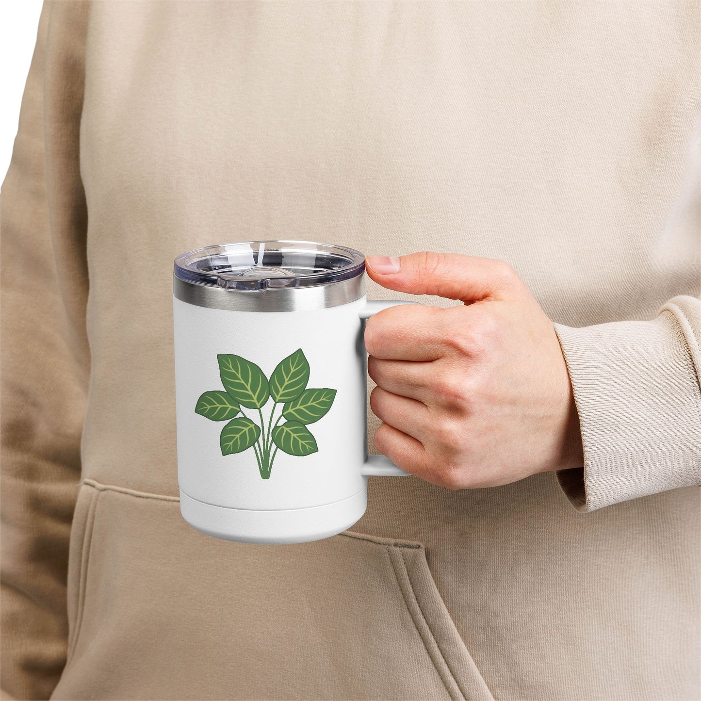 Green Leaves Plant Illustration Tumbler | 15oz Stainless Mug