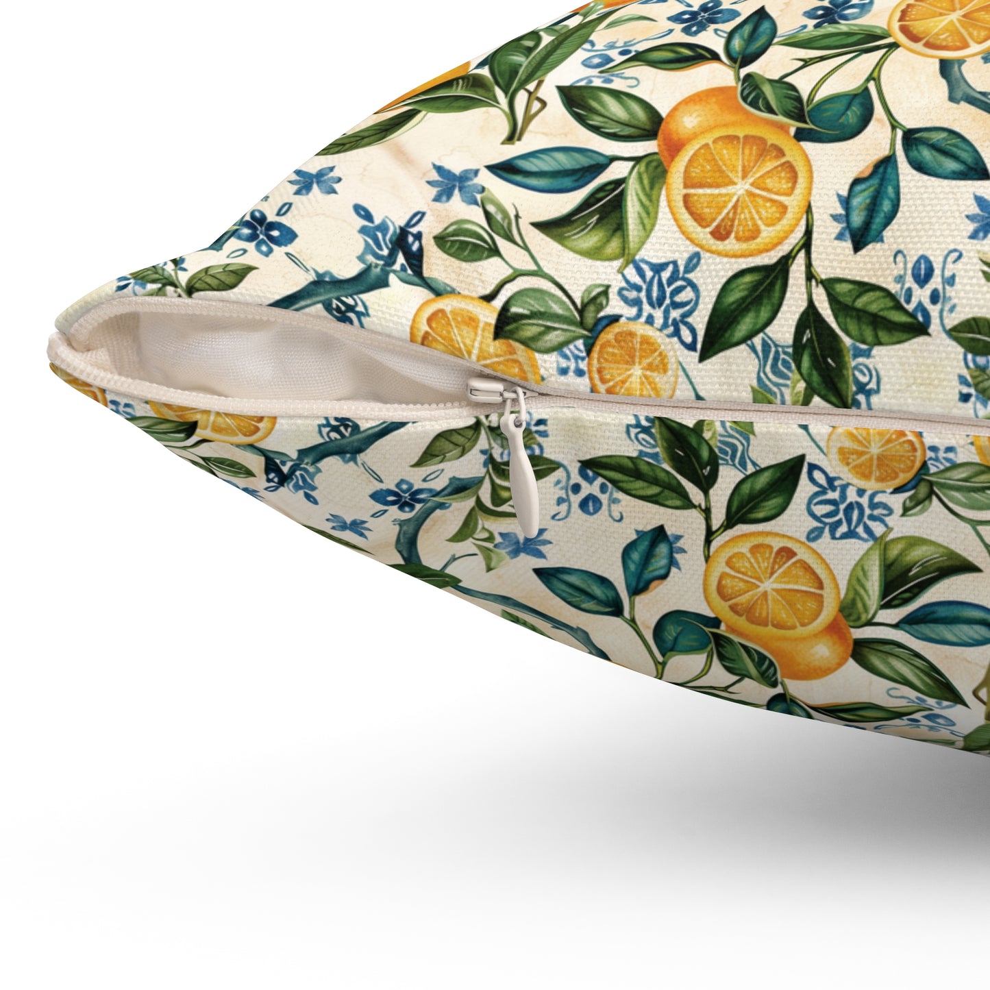 Lemon Branches Pillow | Citrus Floral Square Pillow, Botanical Home Decor