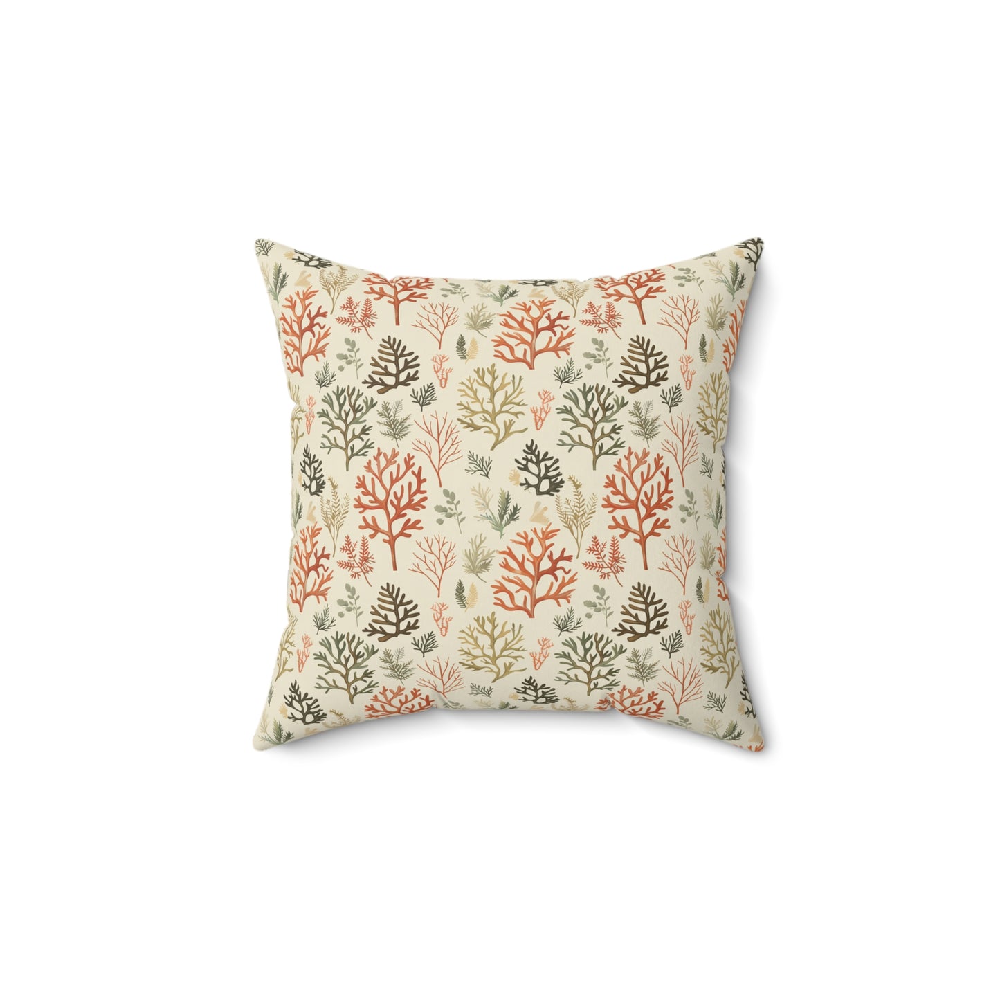 Coral Reef Pattern Pillow | Square Throw Pillow, Coastal Home Decor