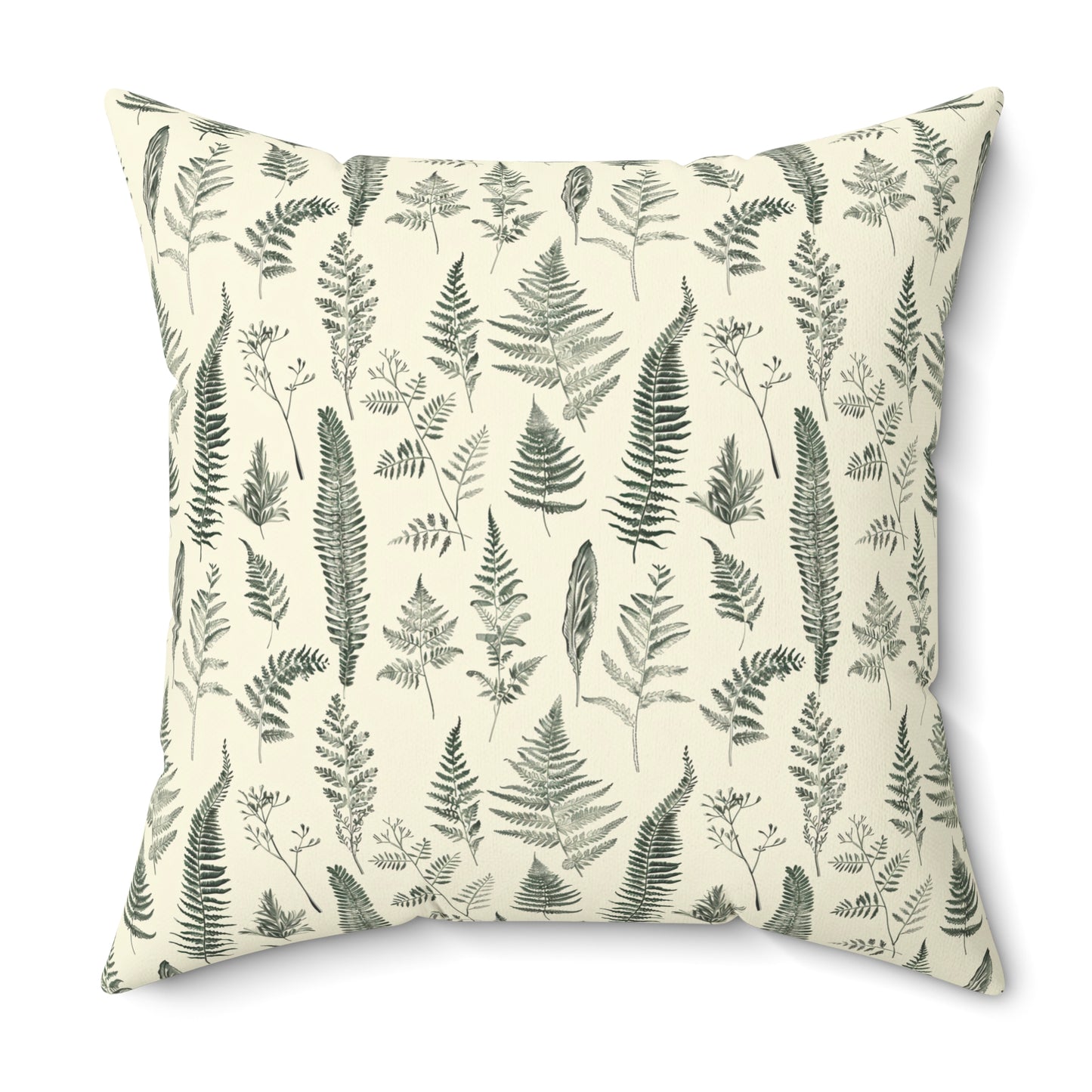 Fern Pattern Pillow | Botanical Leaf Print Square Pillow