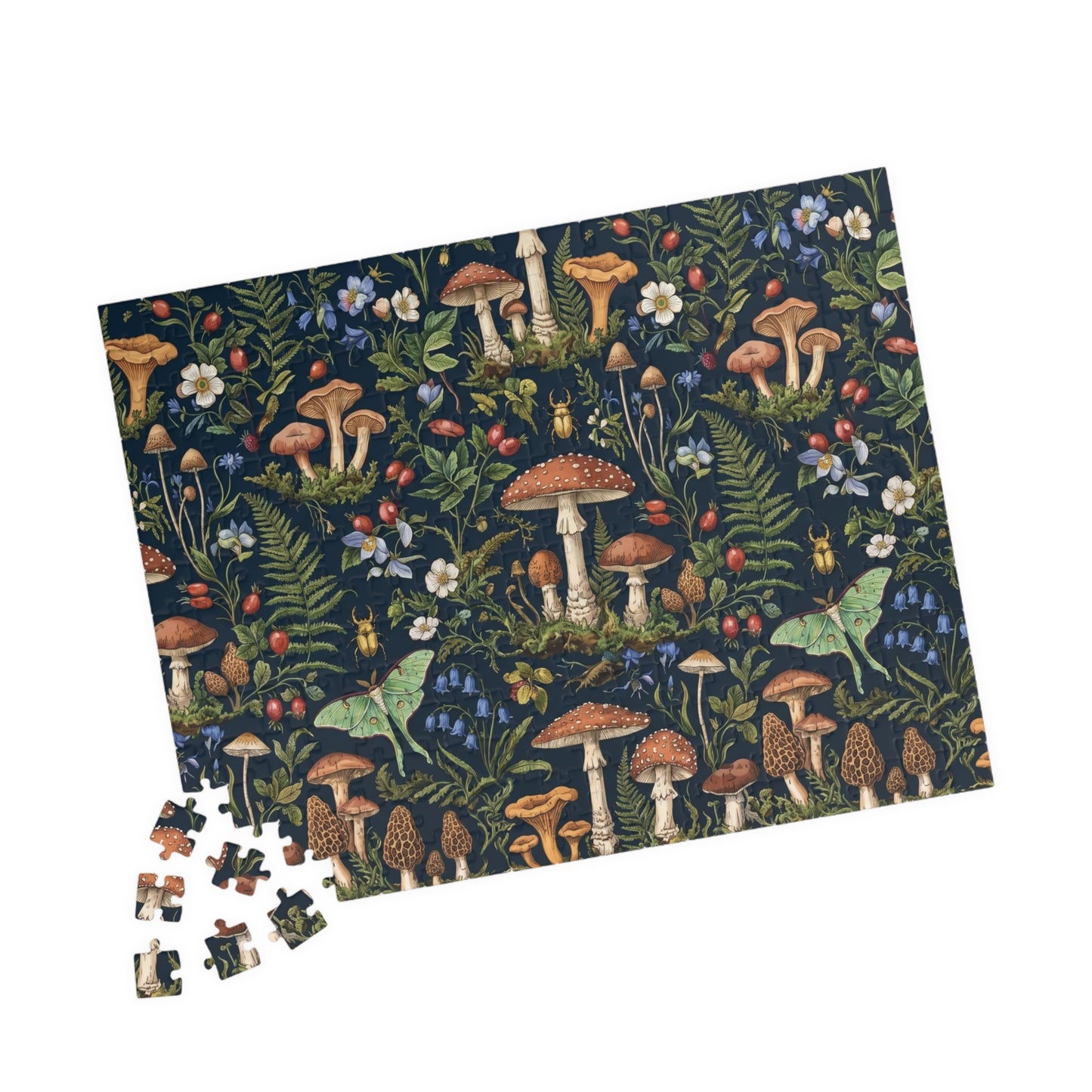 Vintage Mushroom Forest Puzzle | Botanical Woodland Jigsaw