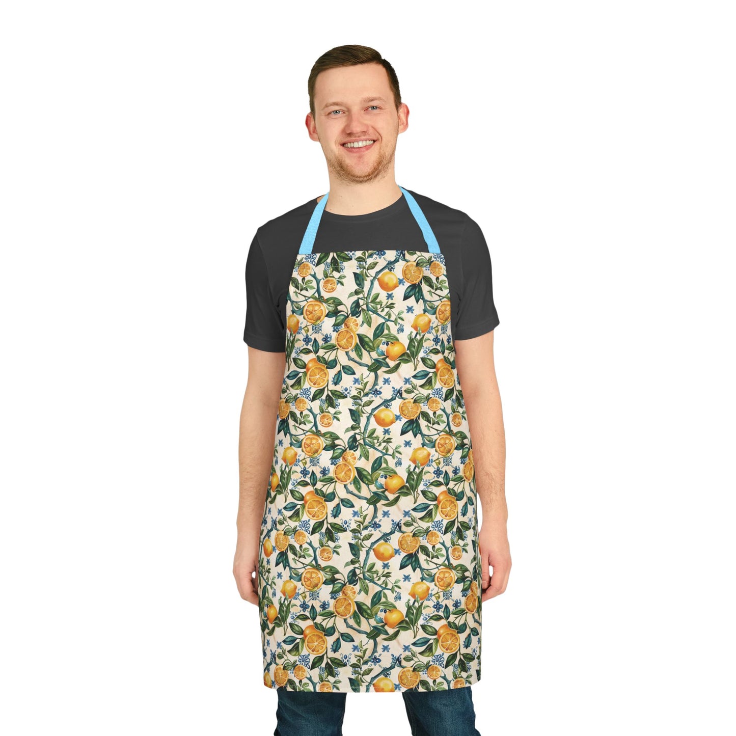 Citrus Lemon Blossom Apron | Kitchen Apron with Floral Fruit Pattern