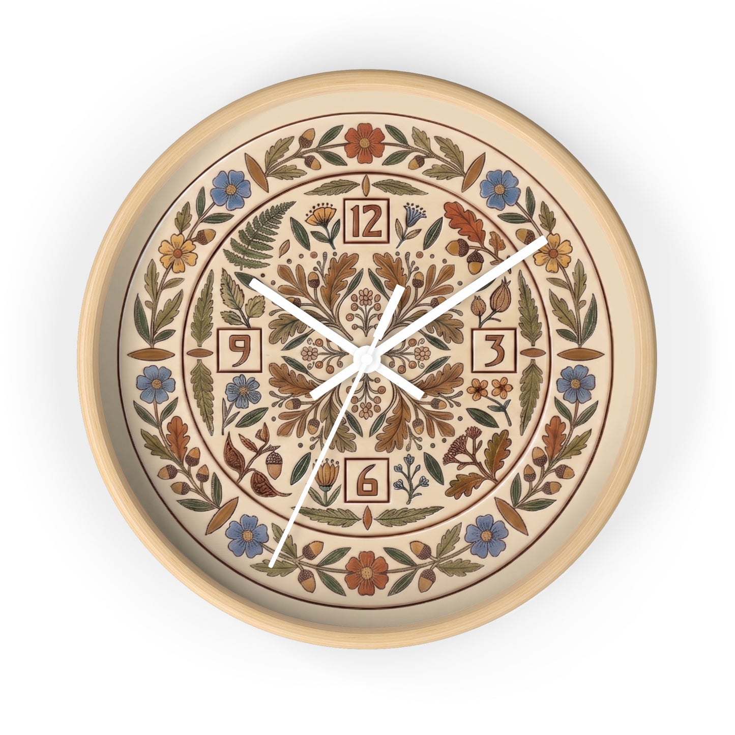 Boho Floral Mandala Wall Clock | Arts And Crafts Rustic Floral Pattern Clock