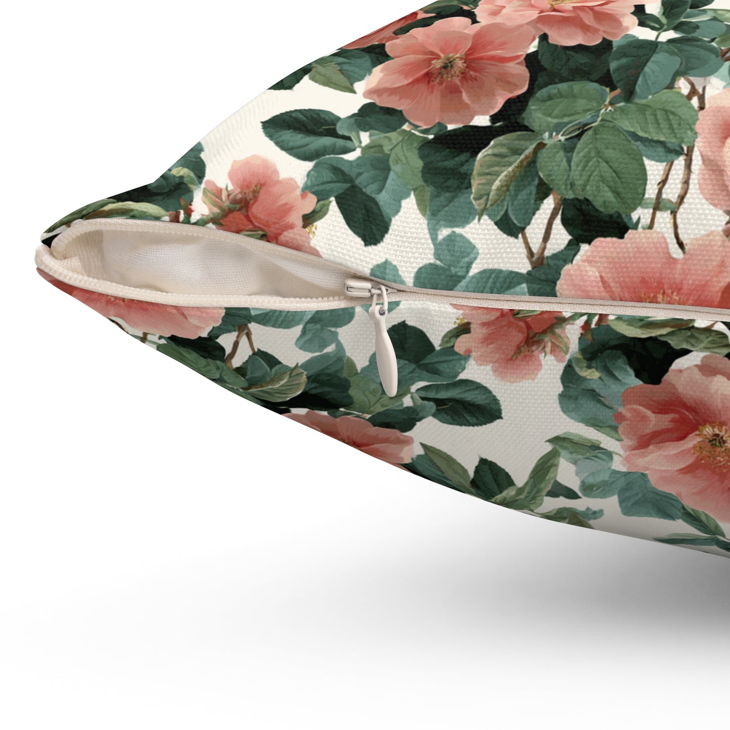 Vintage Pink Roses Floral Pillow | Spun Polyester Square Pillow