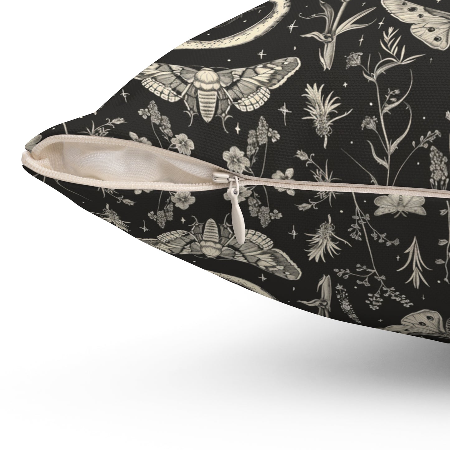 Vintage Moth and Moon Pillow | Botanical Moth Pattern