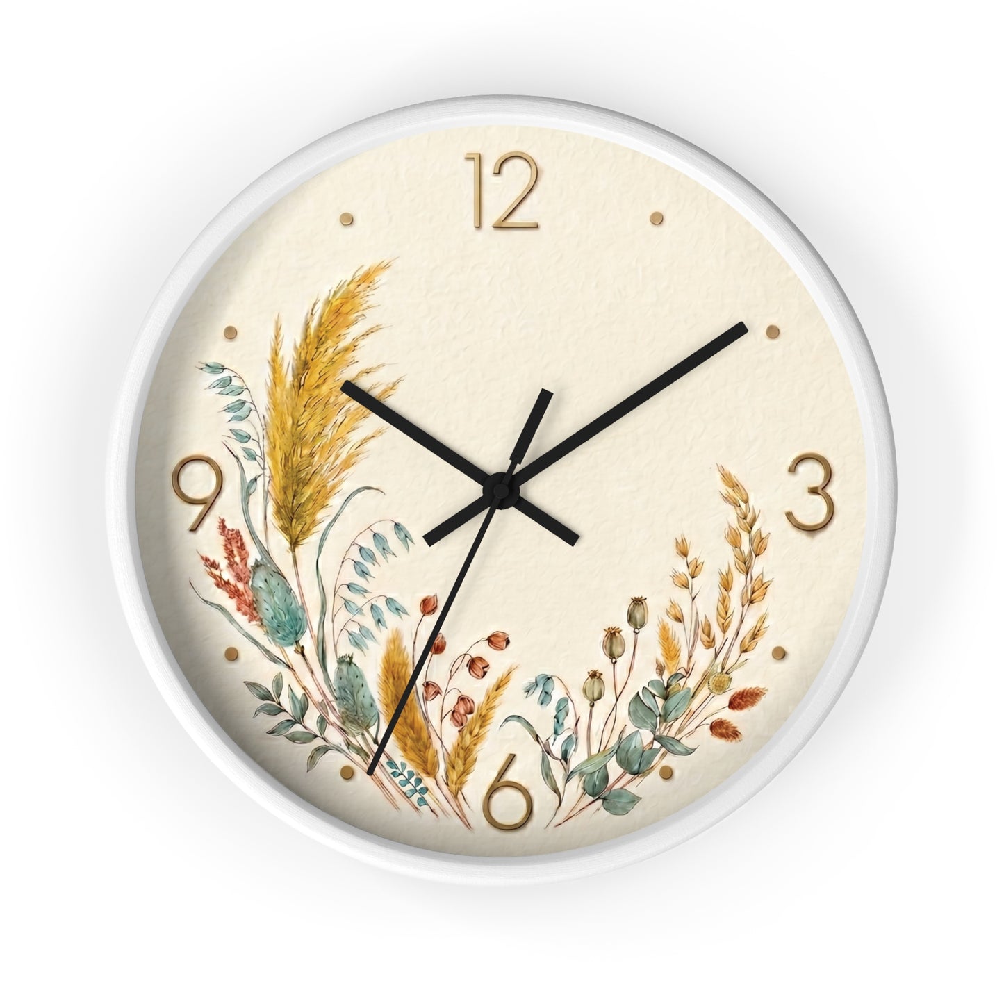Dried Wildflower Bouquet Wall Clock | Boho Coastal Floral Home Decor