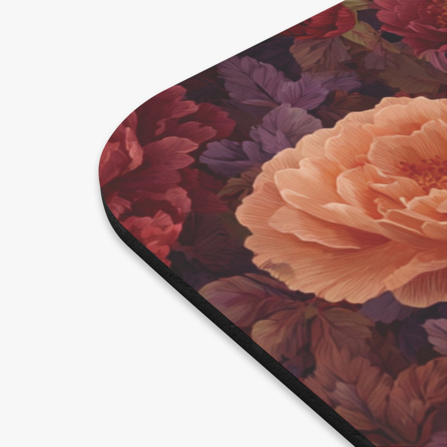 Vintage Rose Floral Mouse Pad | Burgundy Peach Garden Pattern