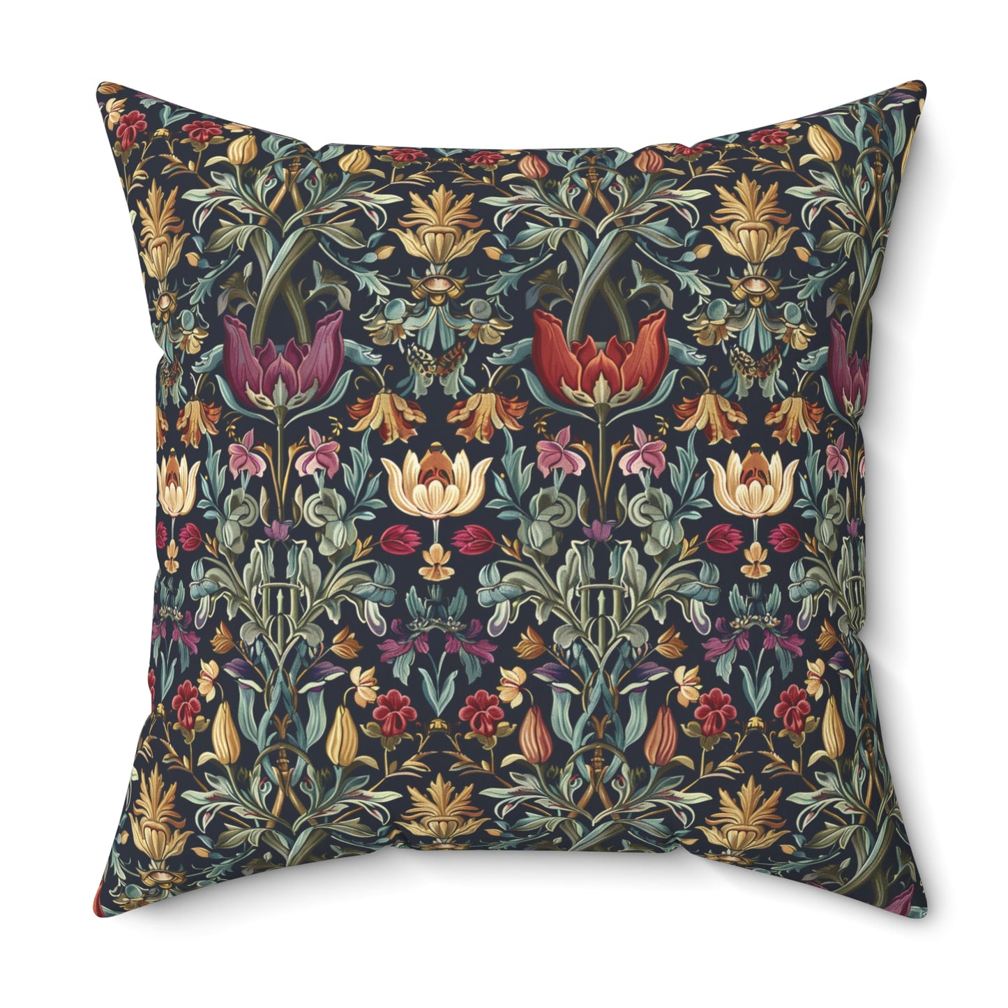 William Morris Style Floral Pattern Pillow | Vintage Botanical Throw Pillow