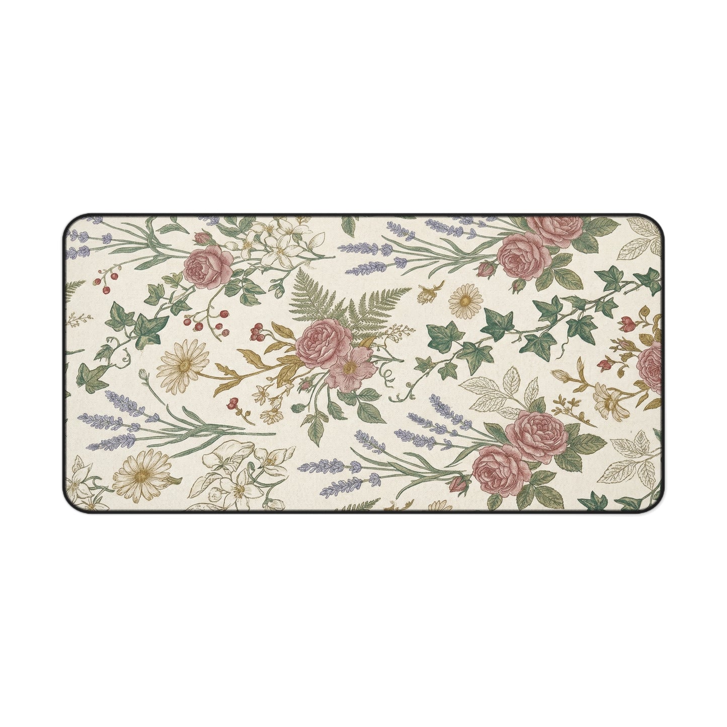 Vintage Wildflower Pattern Desk Mat | Floral Botanical Mouse Pad