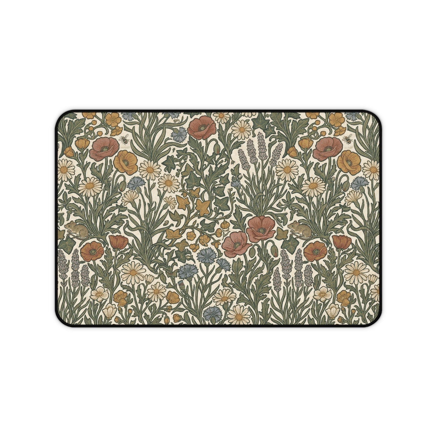 Vintage Wildflower Pattern Desk Mat | Floral Botanical Mousepad