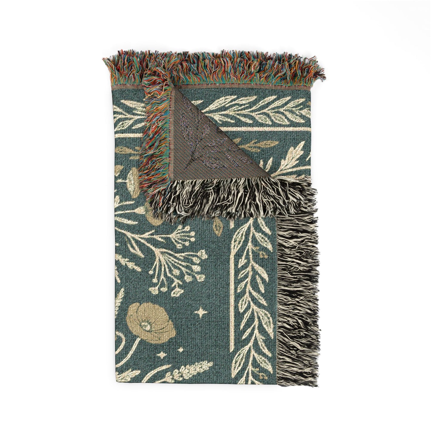 Crescent Moon Floral Woven Blanket | Boho Tapestry Throw