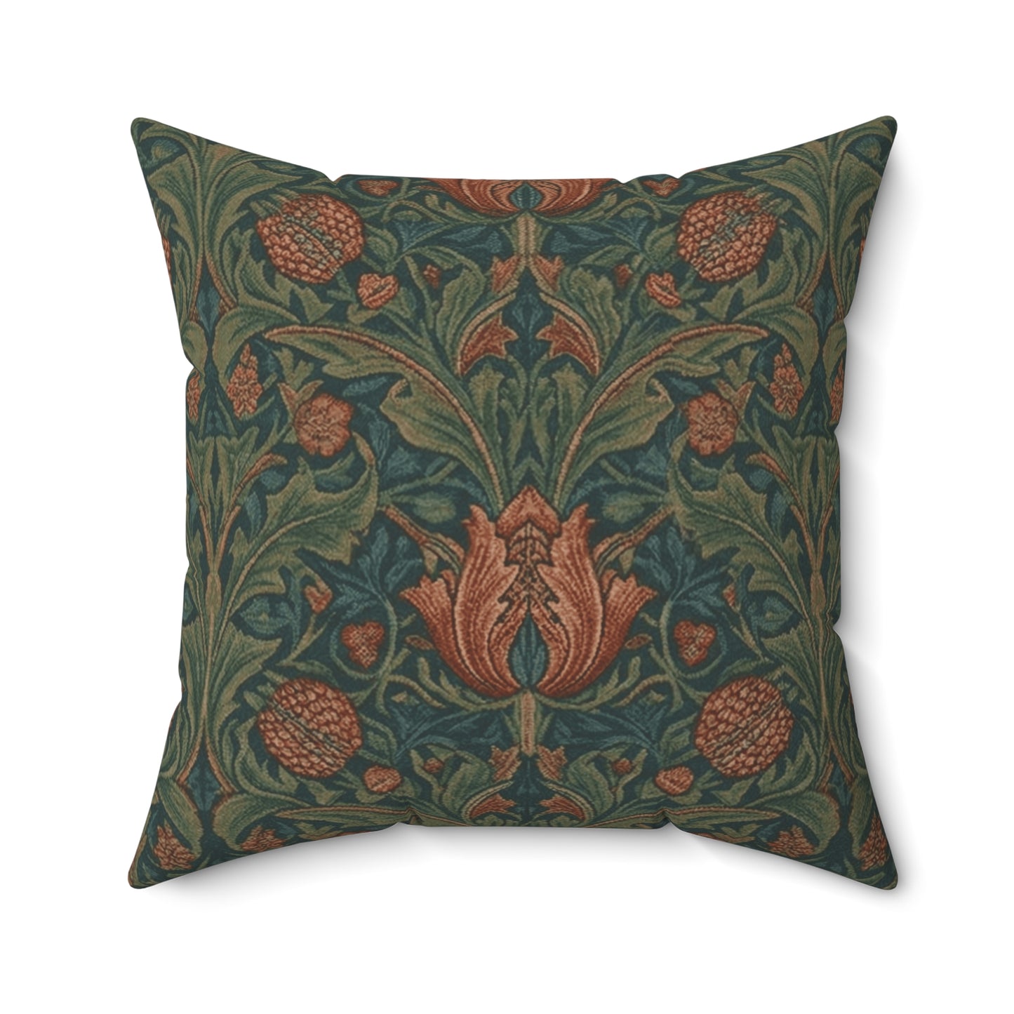 William Morris Style Floral Pattern Pillow | Botanical Throw Pillow