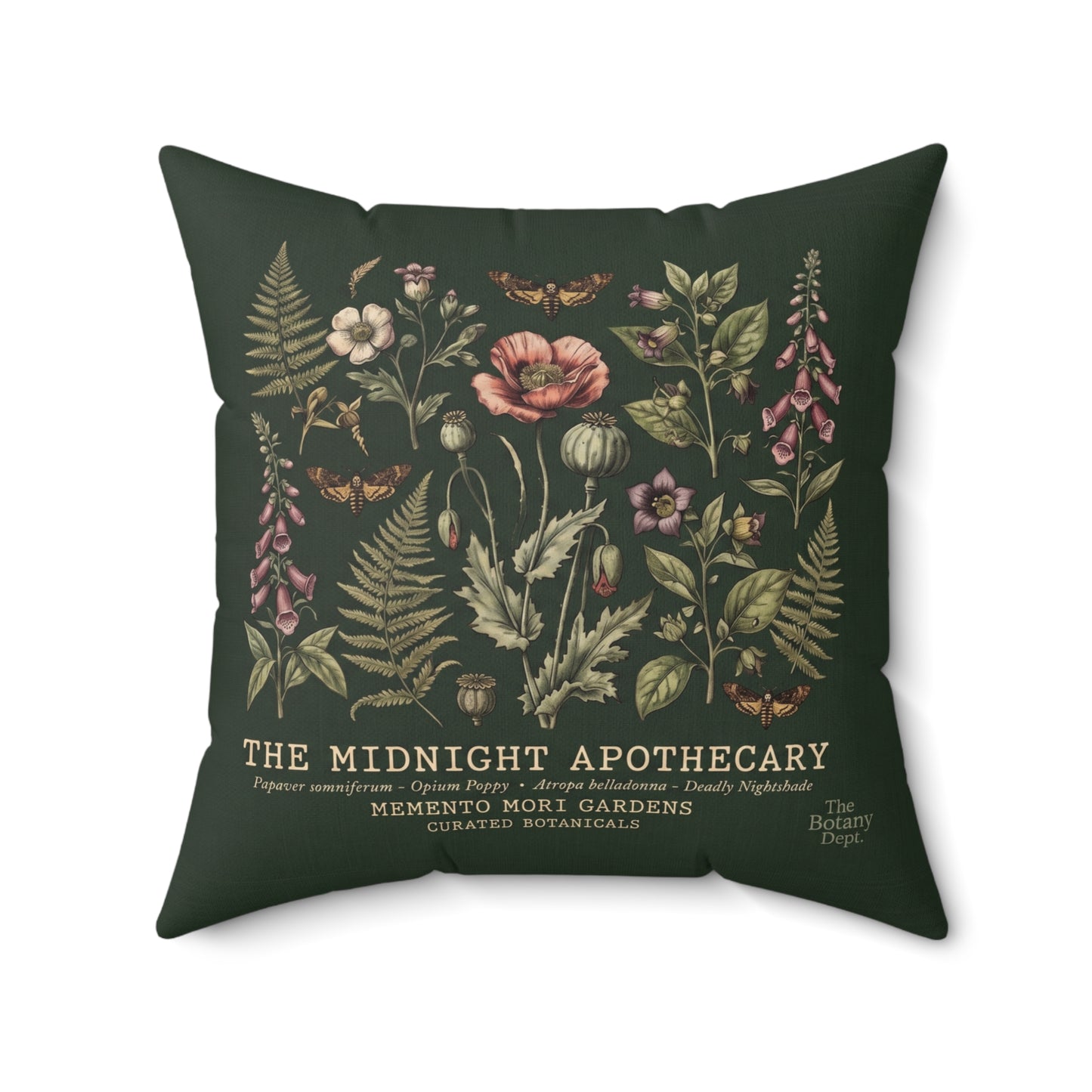 Midnight Apothecary Floral Print Pillow | Botanical Square Pillow
