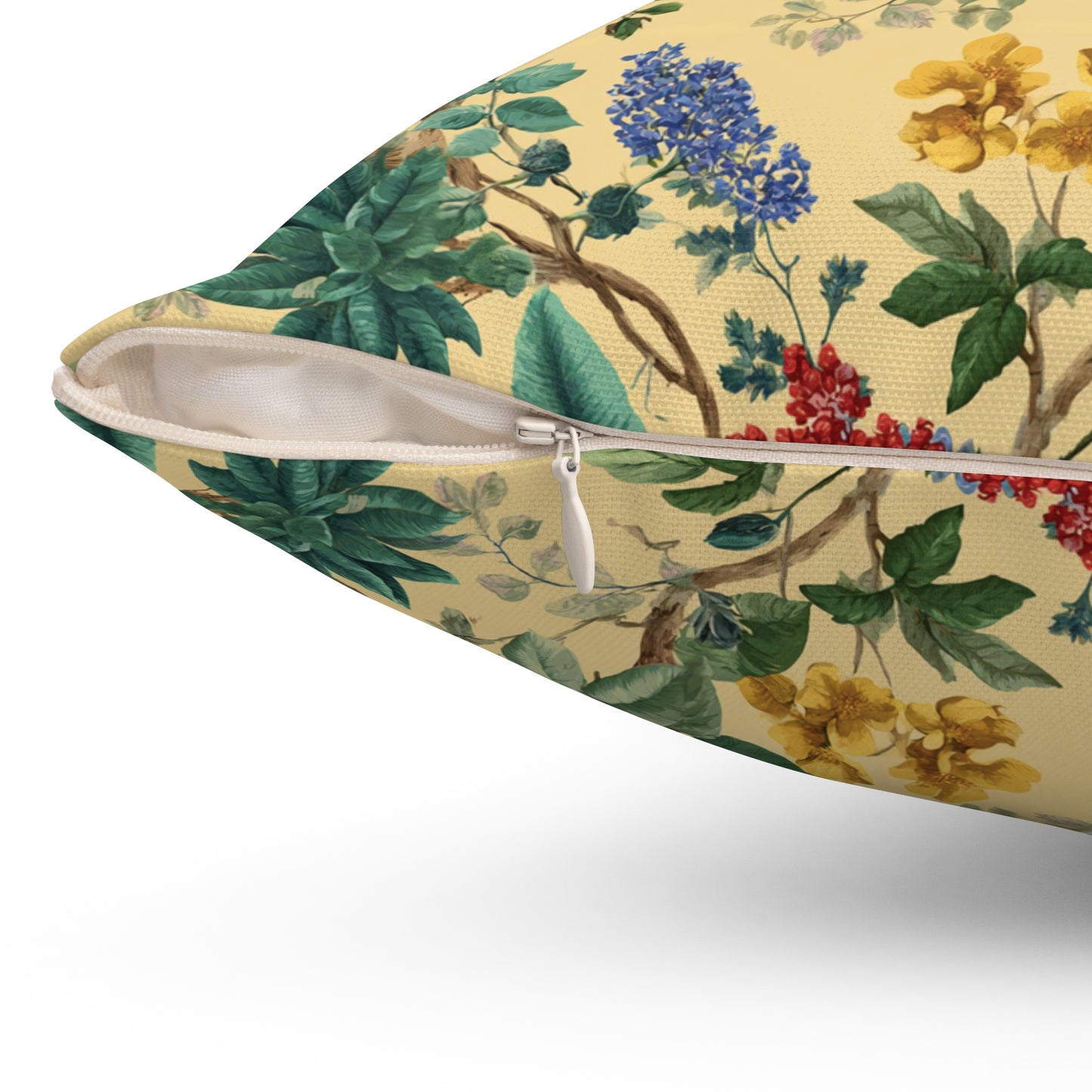 Vintage Floral Pattern Spun Polyester Square Pillow | Botanical Throw Pillow
