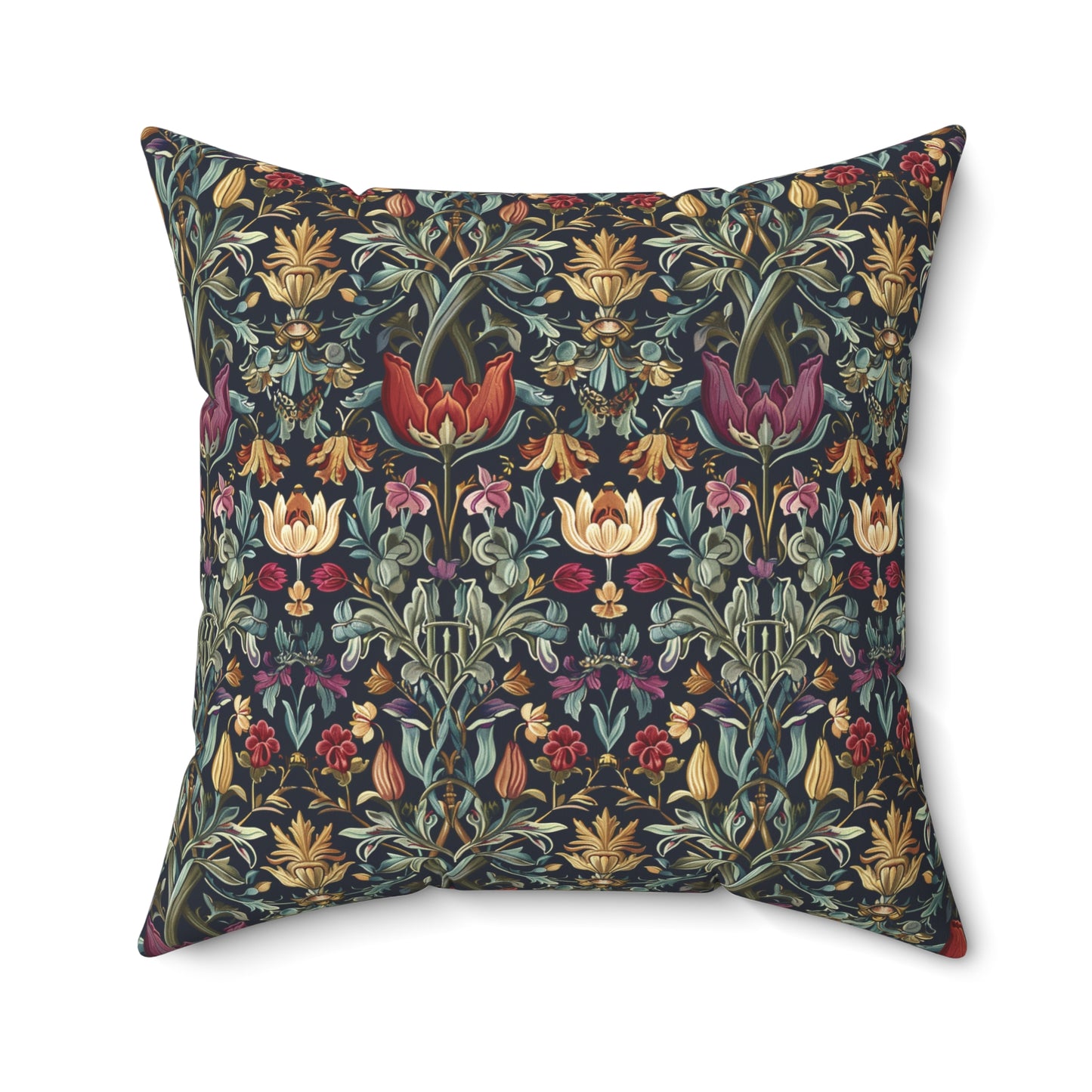 William Morris Style Floral Pattern Pillow | Vintage Botanical Throw Pillow